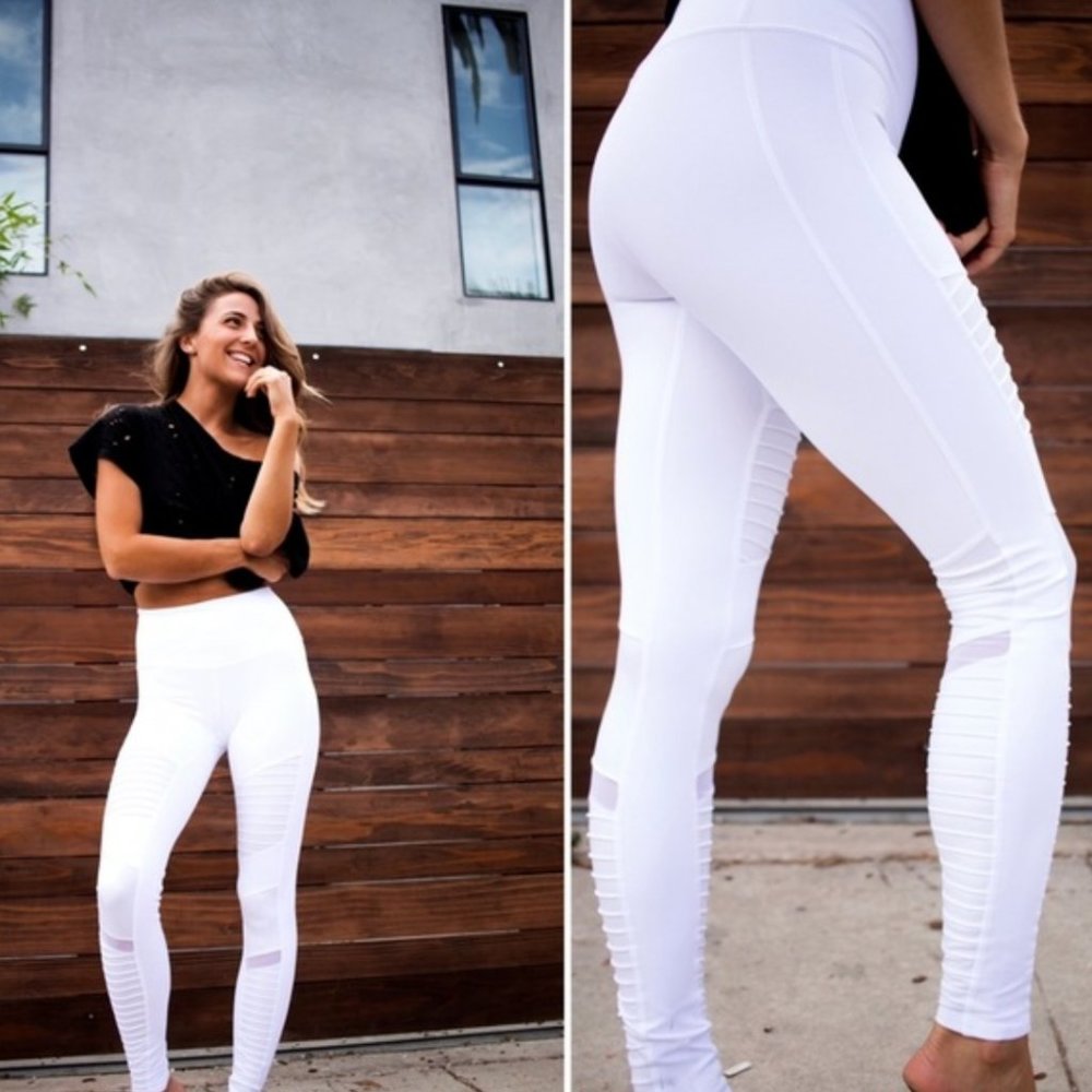 ALO White High-Waist Moto 7/8 Legging, Large